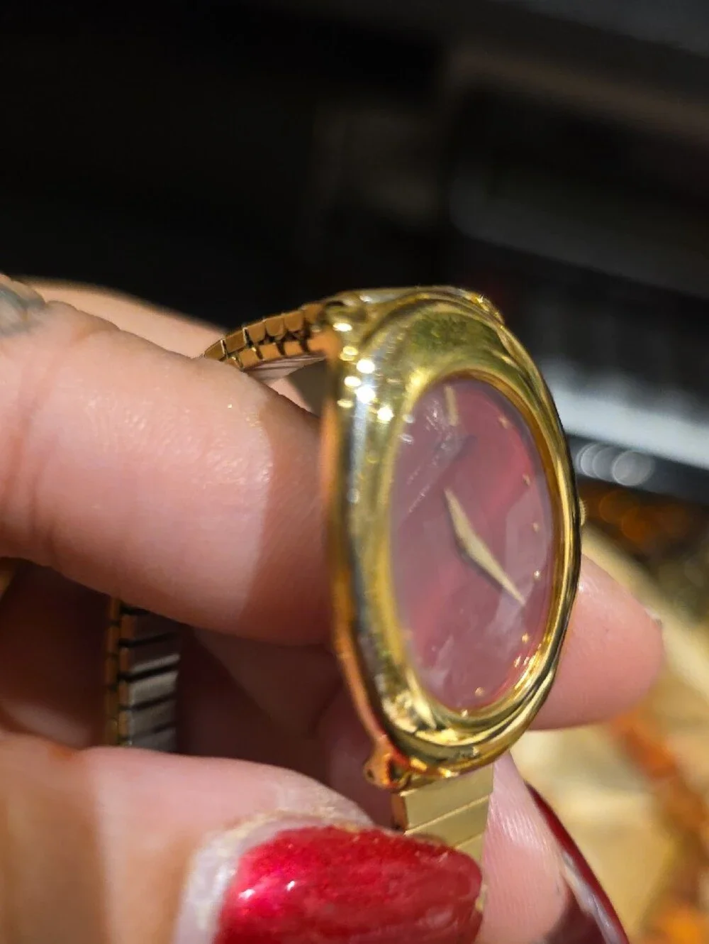 Seiko Women's Gold Tone Watch with Pink Dial